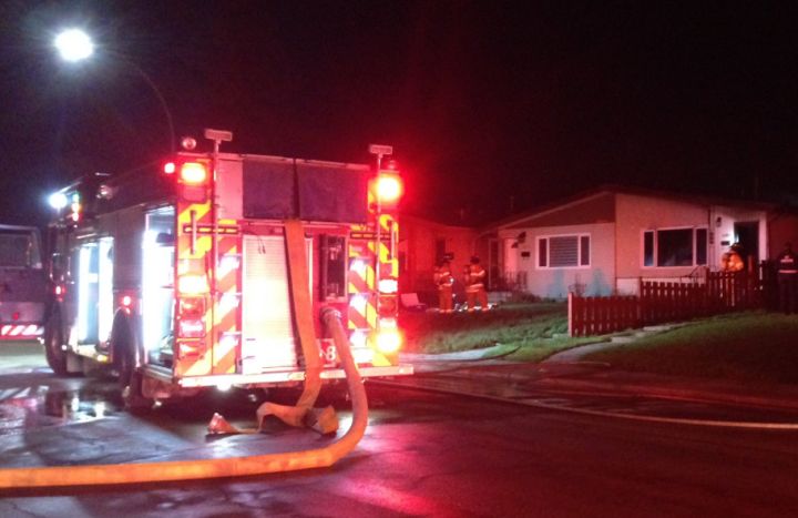 Crews arrive at a fire near 135 Avenue and 119 Street on Monday night.