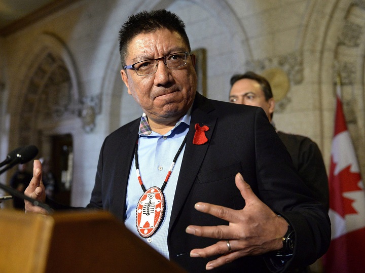 Nishnawbe Aski Nation Grand Chief Alvin Fiddler speaks during a press conference on Parliament Hill, Friday, March 10, 2017 in Ottawa. 