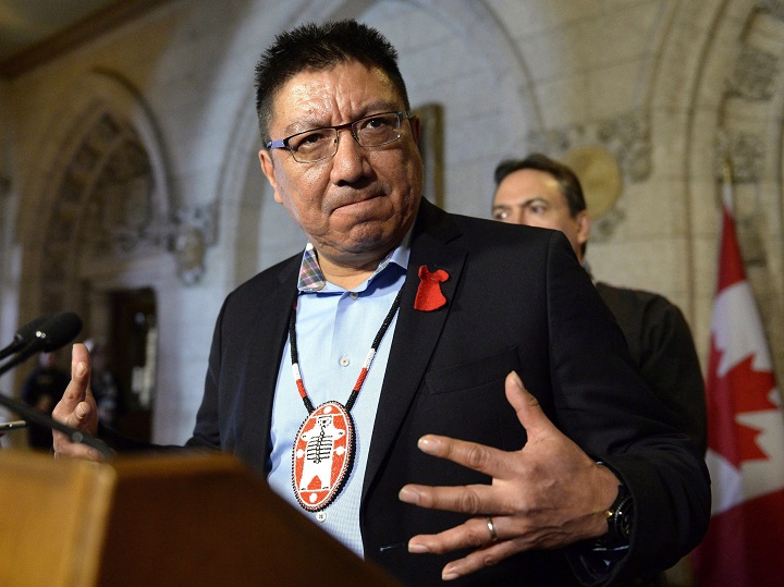 Alvin Fiddler, Nishnawbe Aski Nation Grand Chief, speaks during a press conference on Parliament Hill, Friday, March 10, 2017 in Ottawa.