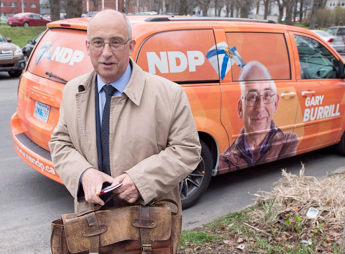 Nova Scotia NDP Leader Gary Burrill makes a campaign stop in Halifax on Monday, May 1, 2017. The provincial election will be held Tuesday, May 30. 