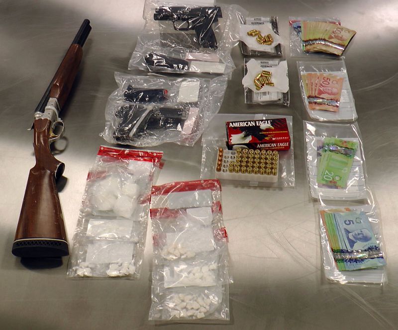 ALERT displays the items they say were seized during the search of two Calgary homes on April 12, 2017.