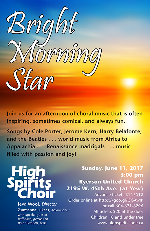 High Spirits Choir presents “Bright Morning Star” - image