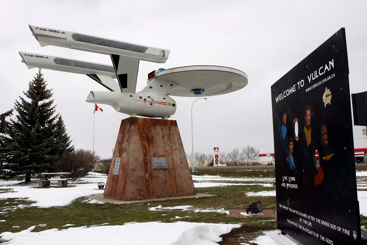 A model of the Starship Enterprise in Vulcan, Alta. on April 23, 2009.