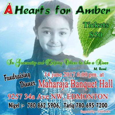 A fundraising dinner is being held for Amber Athwal on June 14, 2017.