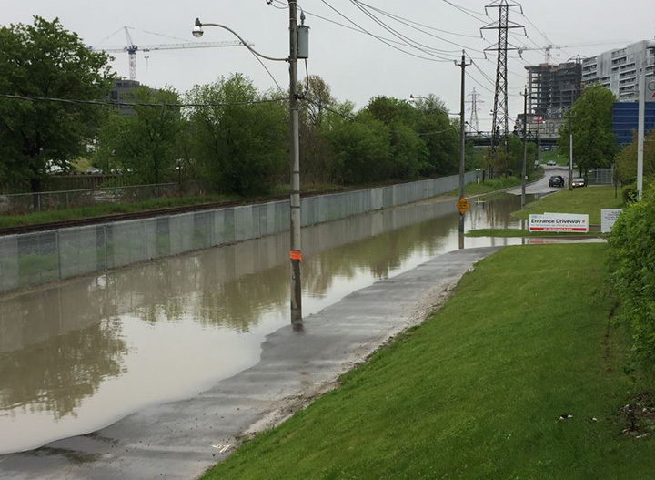 Part of the Bayview Extension had to be shut down Thursday afternoon due to flooding.