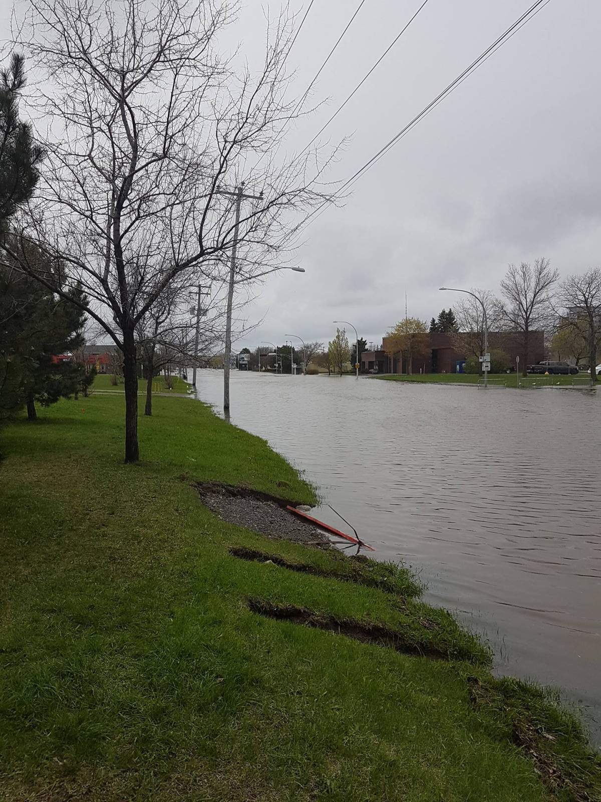 Flooded streets in Montreal's Pierrefonds-Roxboro borough.