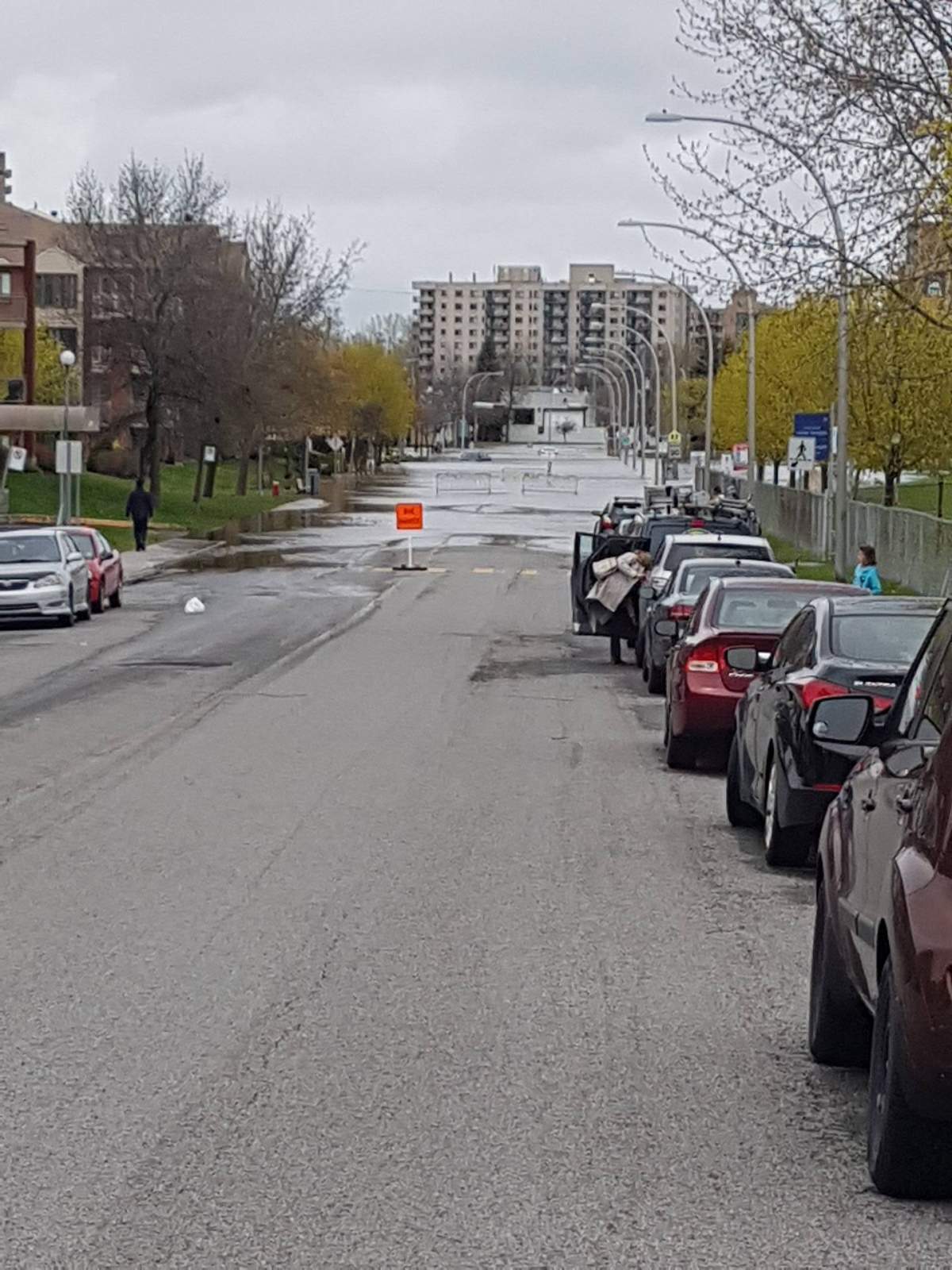 Flooded streets in Montreal's Pierrefonds-Roxboro borough.