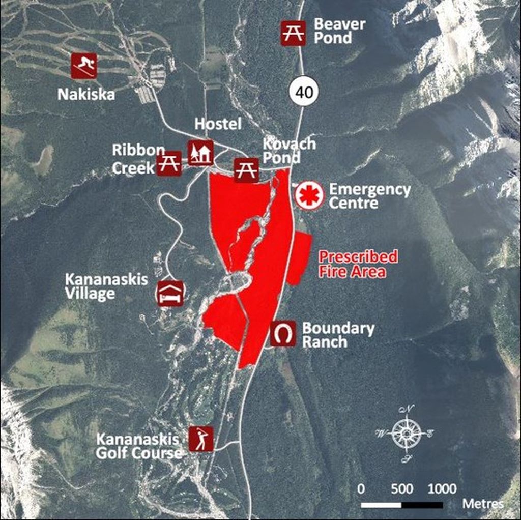 The prescribed burn area is shown on this map.
