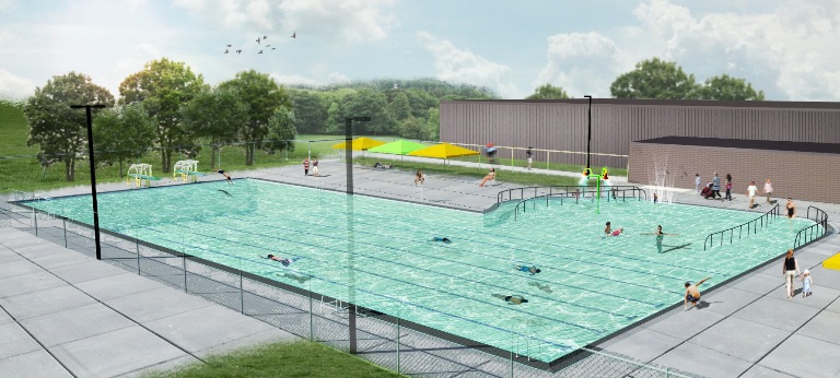 Artist rendering of the new outdoor pool at Nelson Park in Burlington.