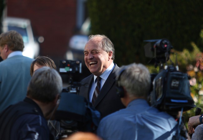 B.C. Green party leader Andrew Weaver is joined by elected party member Sonia Furstenau to speak to media in the rose garden following election results in Victoria, B.C., on Wednesday, May 14, 2017. British Columbia entered a new stage of political uncertainty Wednesday as the final vote count from an election held more than two weeks ago confirmed the province's first minority government in 65 years. But with the balance of power firmly in his grasp, Green Leader Andrew Weaver indicated he wants to end the confusion that has gripped the province since May 9 by trying to reach a deal with either the Liberals or the NDP on a minority government by next Wednesday.