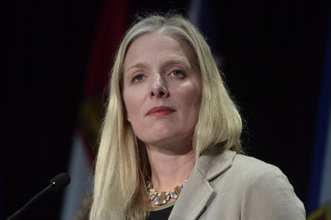 Minister of Environment and Climate Change Catherine McKenna speaks during a news conference following meetings with provincial counterparts in Ottawa on Feb. 22.