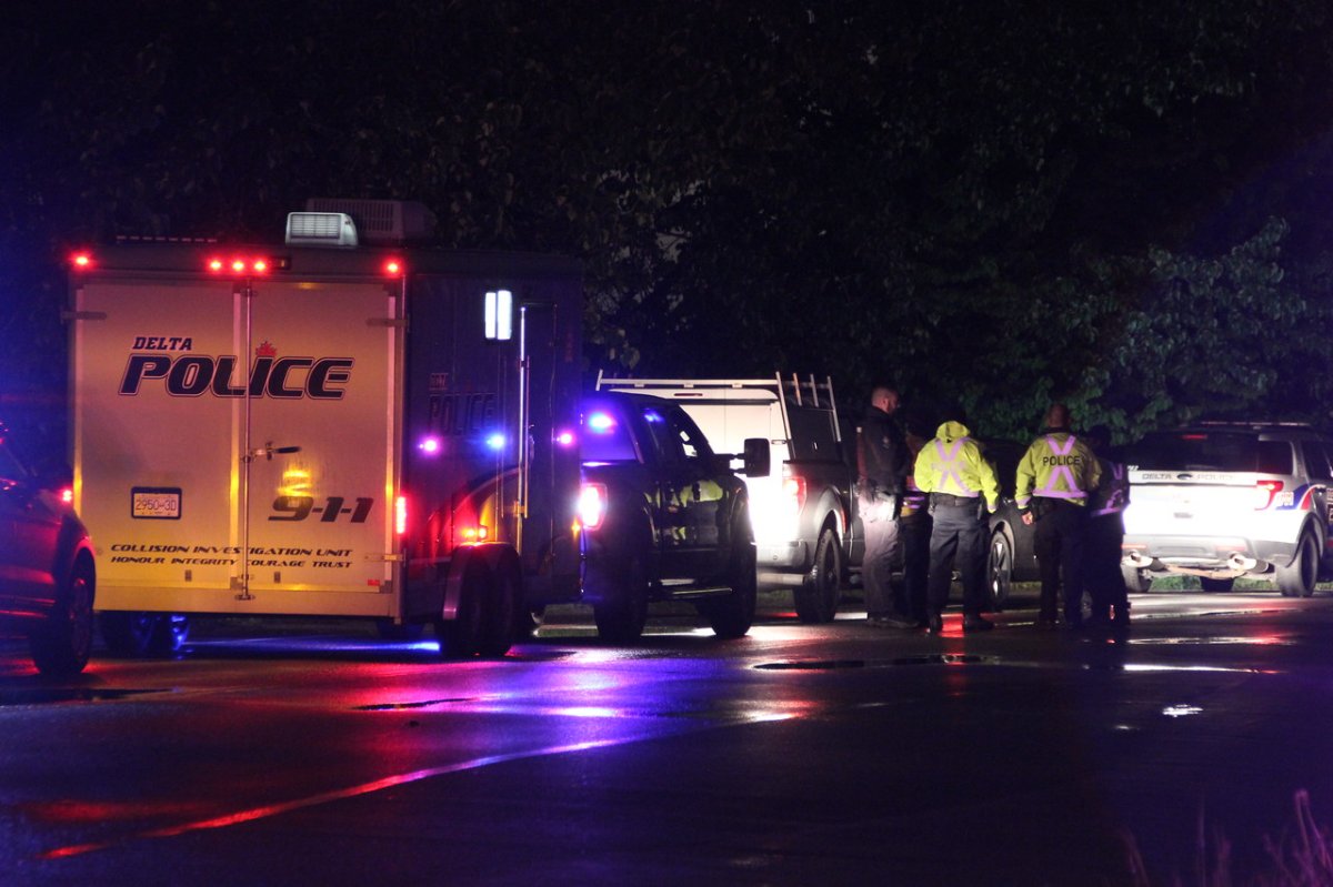 Delta Police on scene of the fatal crash Thursday night.