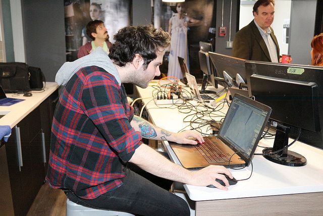 A Edmonton Digital Arts College student demonstrates his technical know-how, Monday, May 23, 2017. 