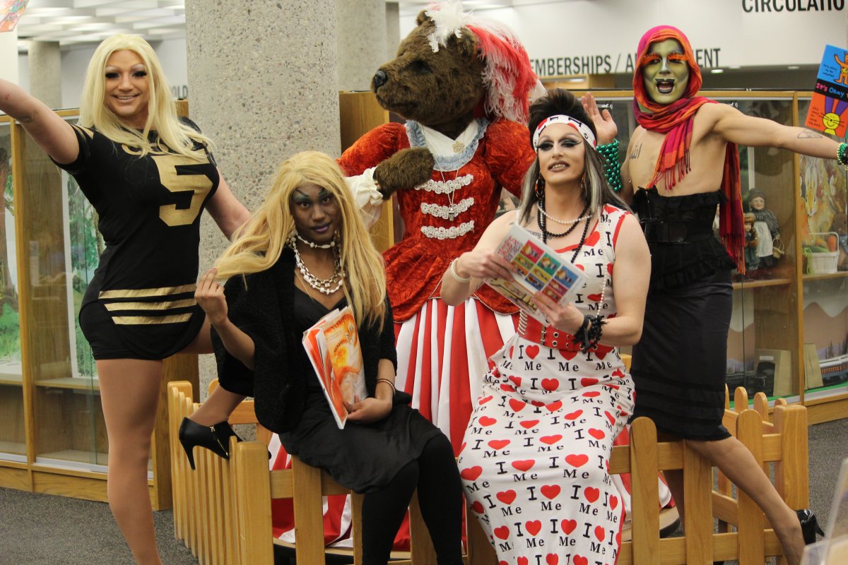 Drag queen story time takes over Millenium library Winnipeg