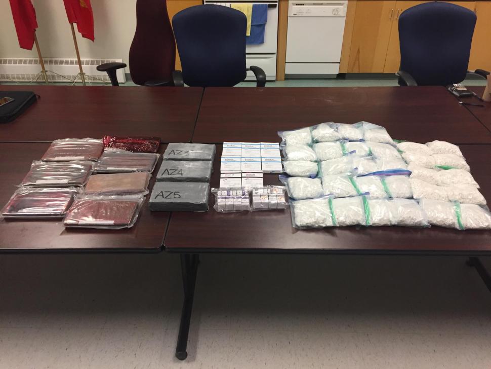 New Brunswick RCMP say the drugs in this photo were found in the car.