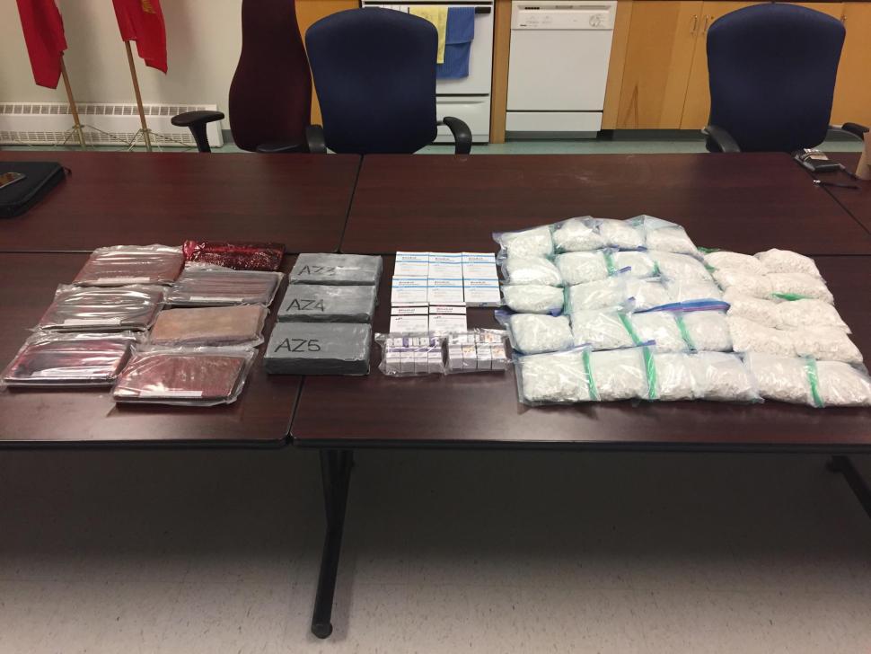 New Brunswick RCMP say the drugs in this photo were found in the car.