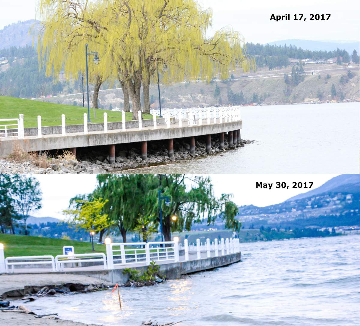 Viewer photo showing water level rise at Tug Boat Beach.
