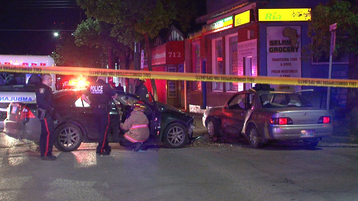 Winnipeg police investigate after a crash on Ellice Avenue sends one to hospital. 