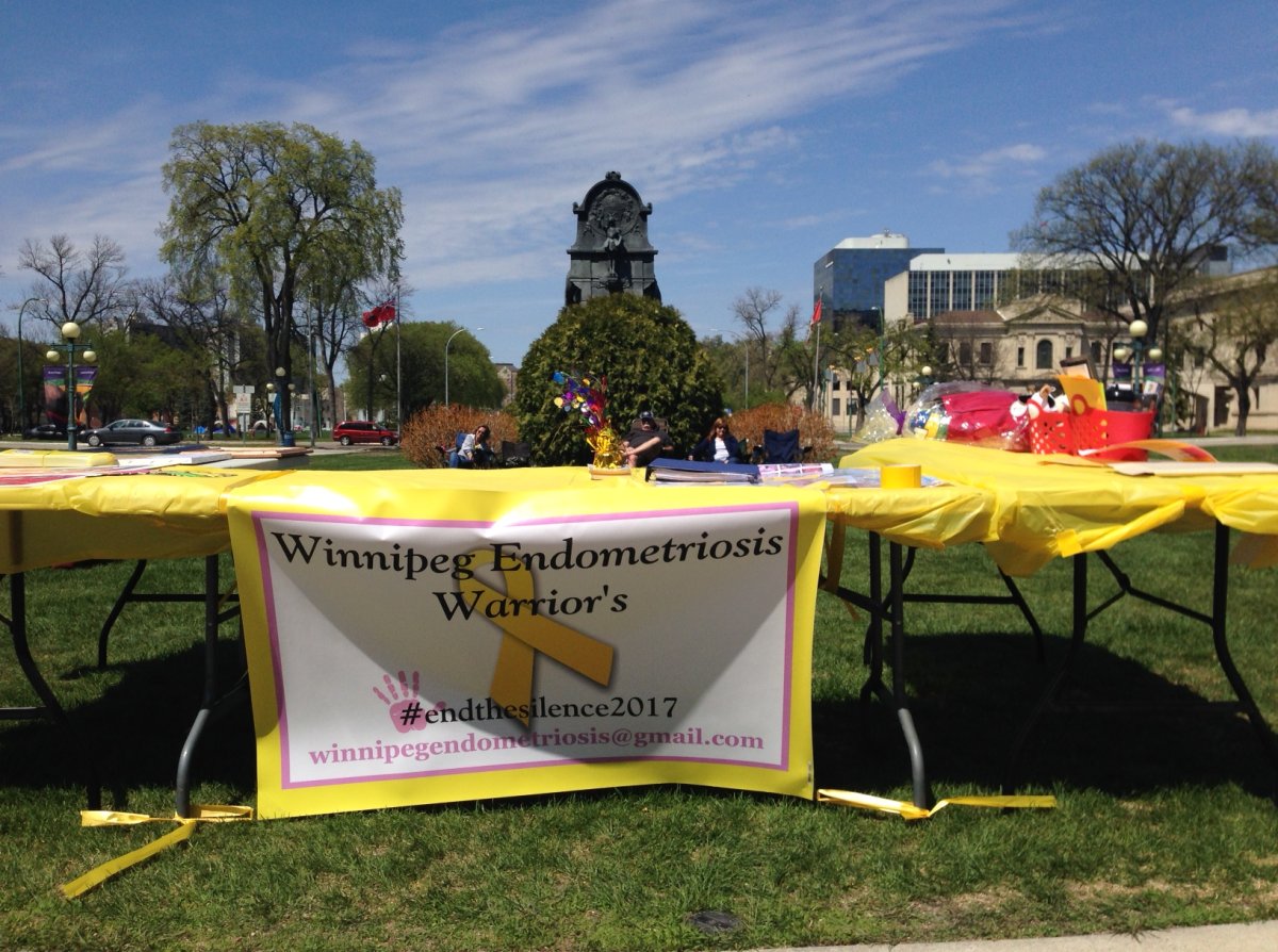Rally held Saturday at the Manitoba Legislature to raise awareness about Endometriosis.
