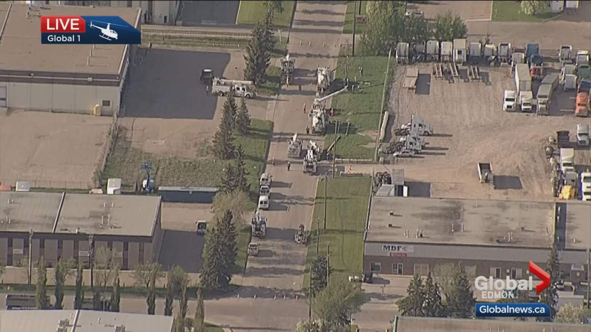 EPCOR crews were working to restore power in the area of 160 St. between 121 and 122 Avenue Saturday evening following a collision involving two power poles.