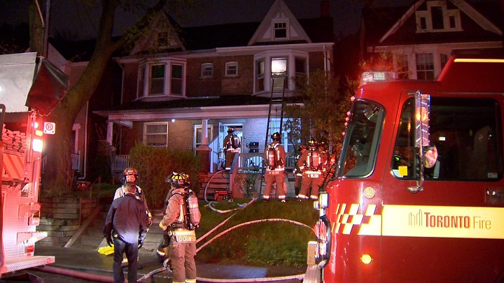 Toronto Fire responded to a fire at a residence in Leslieville Saturday. Jeremy Cohn/ Twitter.