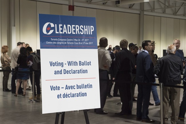 Voters at the federal Conservative leadership convention in Toronto on Saturday, May 27, 2017. 