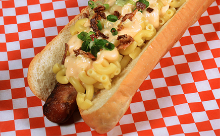Double Bacon Mac N’ Cheese Dog