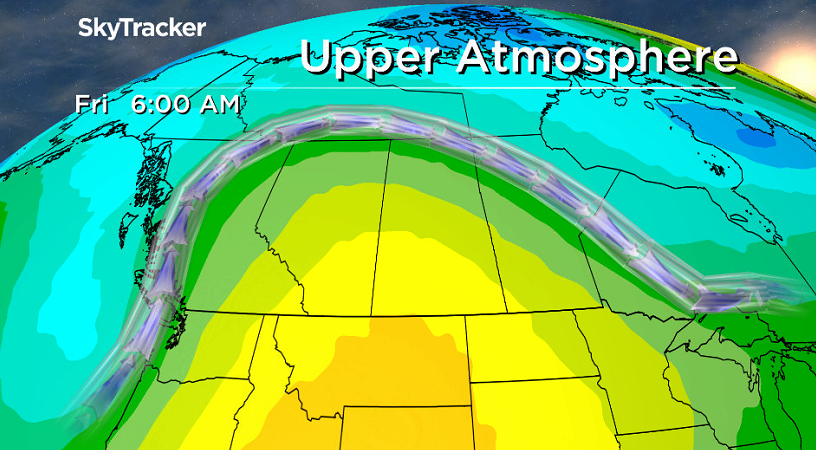 Massive upper ridge builds in the sunshine and heat to end the week.