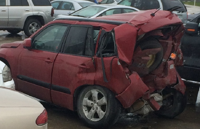 A car was rear-ended on the Perimeter Highway Tuesday after it stopped to let geese pass. 