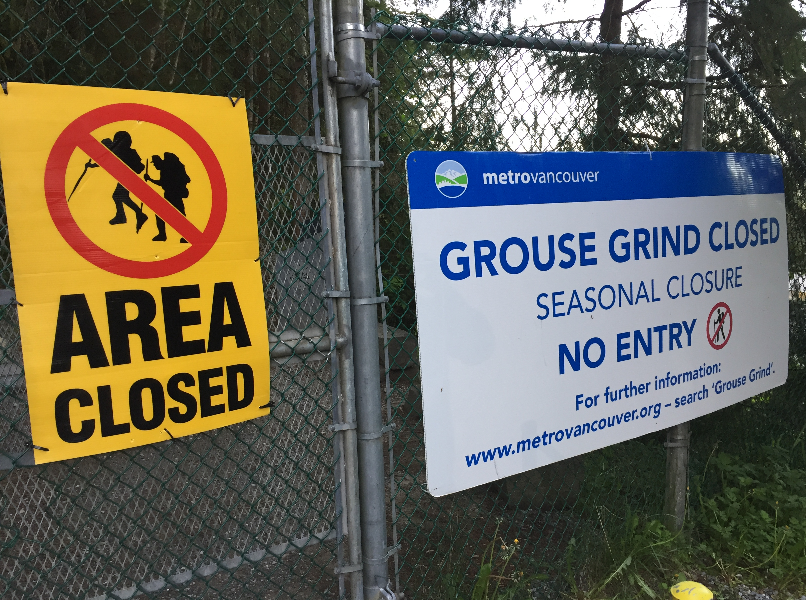 The Grouse Grind trail is still closed.