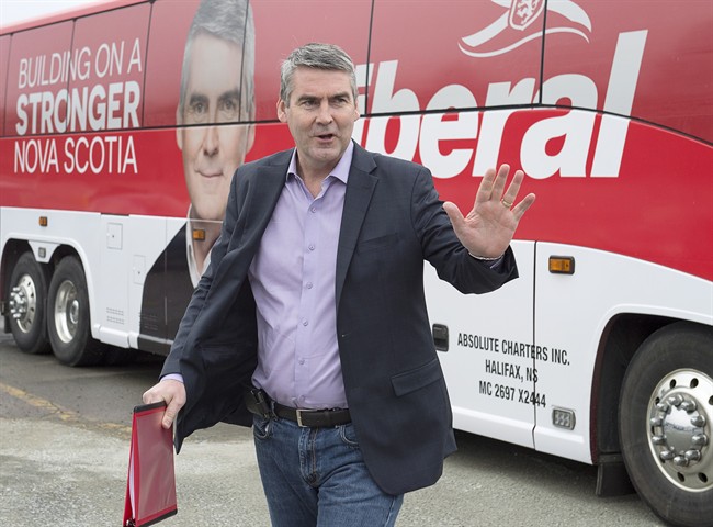 Nova Scotia Premier Stephen McNeil arrives for an infrastructure announcement as he campaigns in Halifax on Monday, May 1, 2017. The provincial election will be held Tuesday, May 30. 