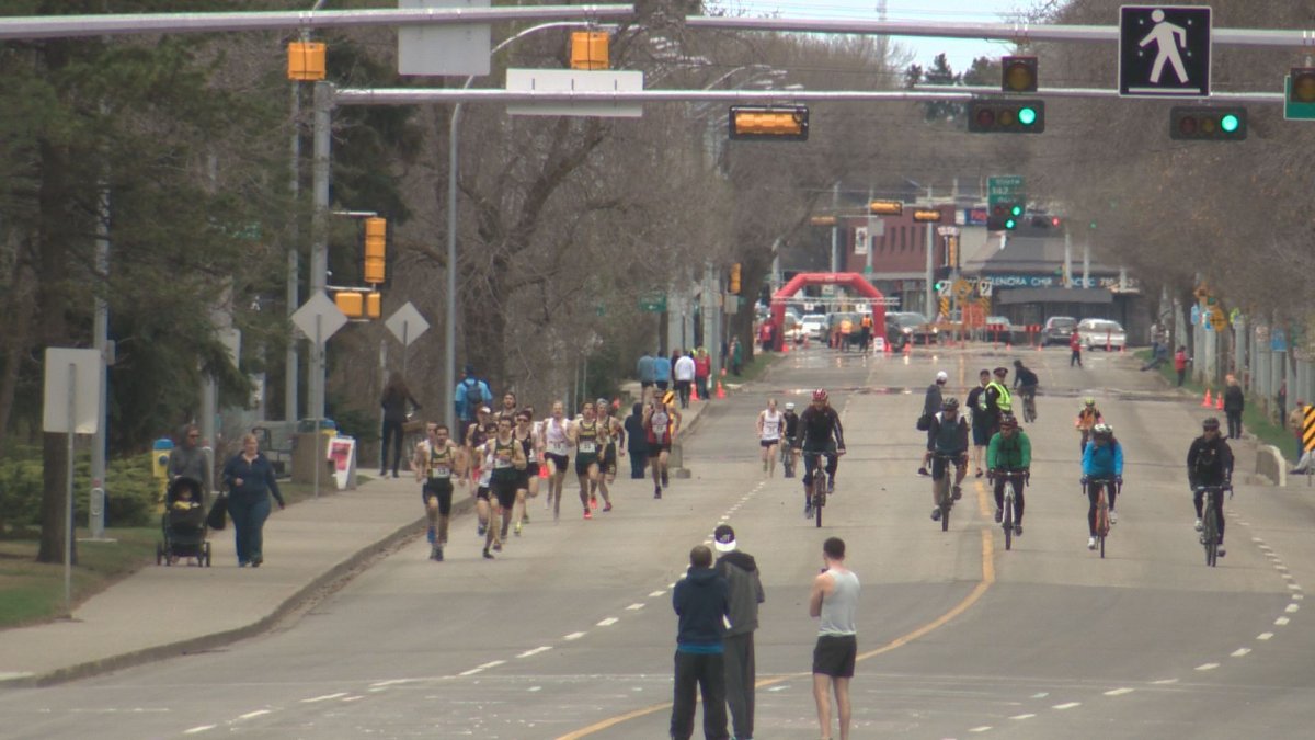 Runners take part in the inaugural Edmonton High Street Mile.