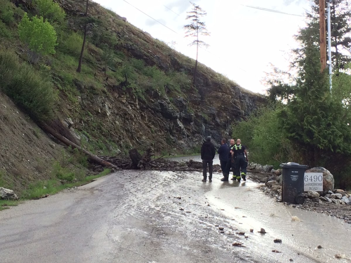 Friday landslide blocks Lakeshore Road in Kelowna.