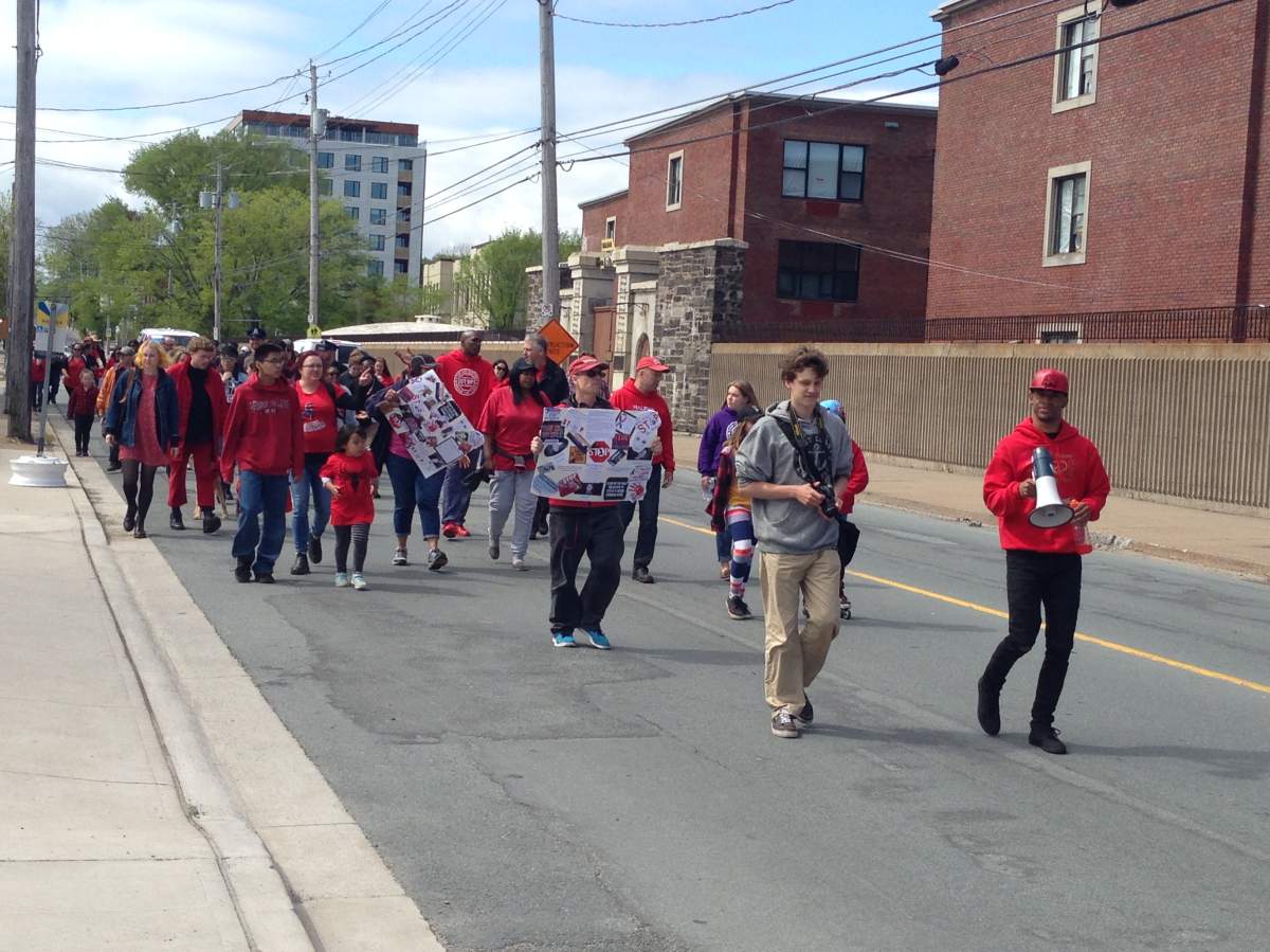 Quentrel Provo (right) leading the 2017 Stop the Violence march in Halifax for the fifth year in a row.