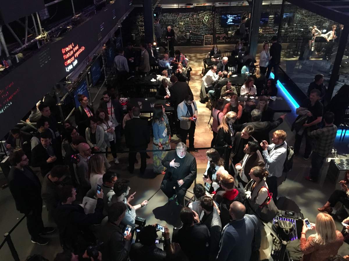 Steve Wozniak, co-founder of Apple Computers, speaks to people at C2MTL, Friday, May 26, 2017.