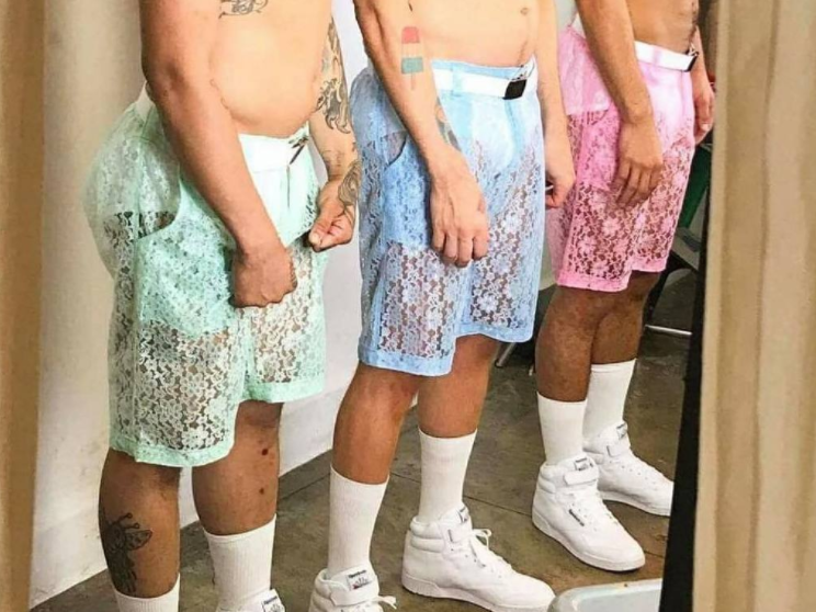 The male romper doesn't have anything on these lace shorts. 