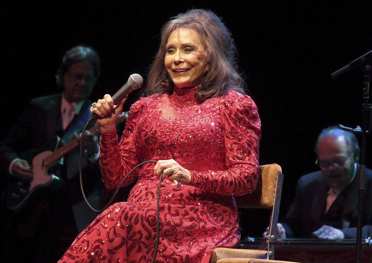In this Aug. 28, 2016 file photo, Loretta Lynn performs in concert at the American Music Theater in Lancaster, Pa. 
