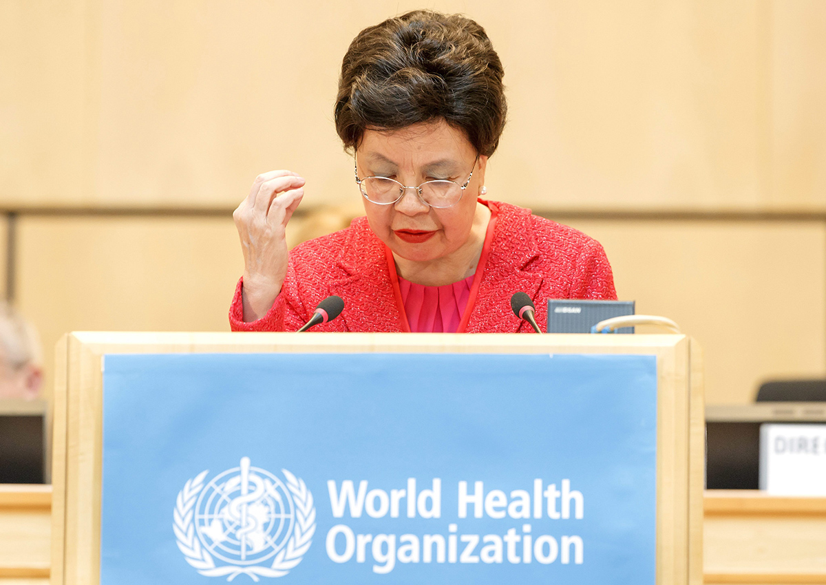 China's Margaret Chan, Director General of the World Health Organization, WHO, addresses her statement, during the 70th World Health Assembly at the European headquarters of the United Nations in Geneva, Switzerland, Monday, May 22, 2017. 
