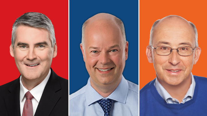 From left to right Nova Scotia's three main party leaders are Liberal Stephen McNeil, Progressive Conservative Jamie Baillie, and New Democrat Gary Burrill. Nova Scotians will elect their next government on May 30. 