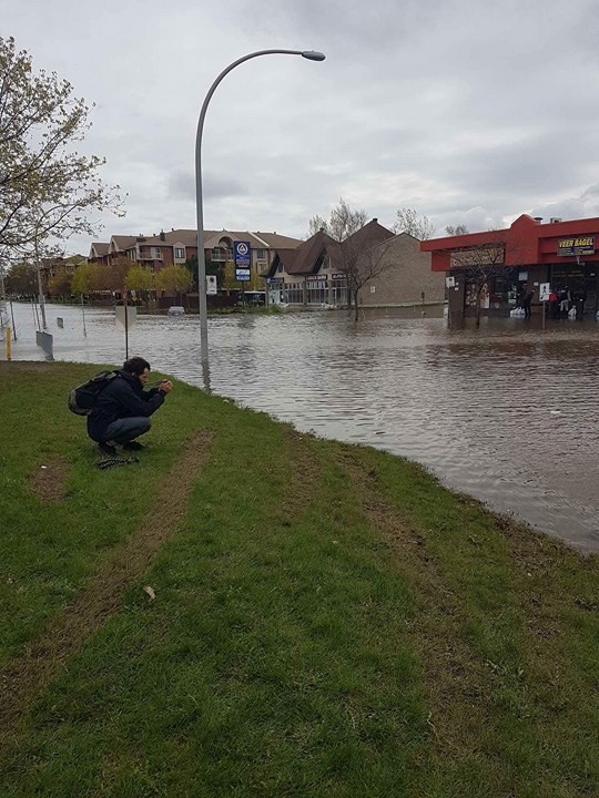 Flooded streets in Montreal's Pierrefonds-Roxboro borough.