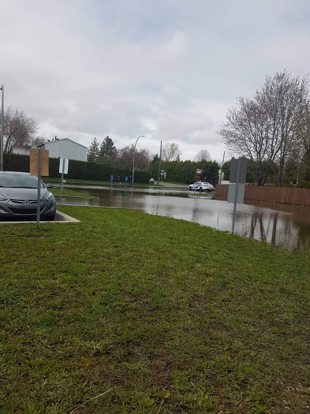 Flooded streets in Montreal's Pierrefonds-Roxboro borough.