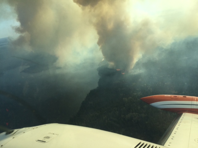 The view from above on May 24 as a forest fire rages near Red Sucker Lake First Nation. 