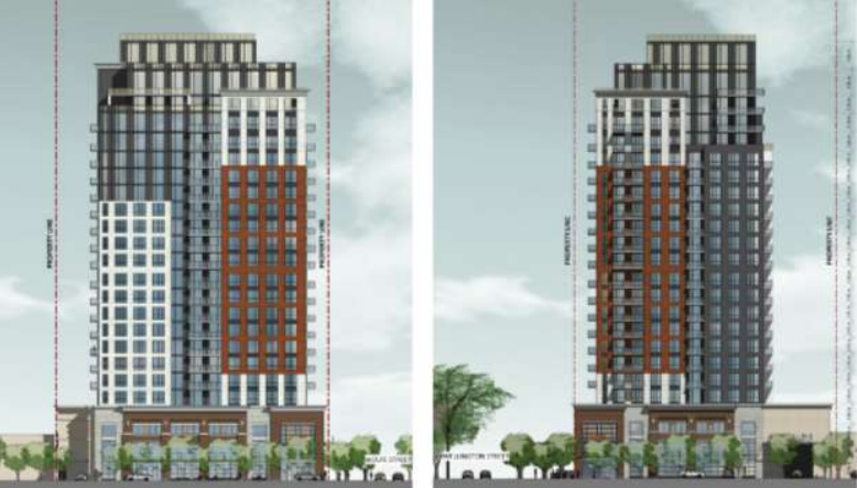 A rendering of the proposed Auburn Development high-rise at 560 and 562 Wellington Street in London, Ont.