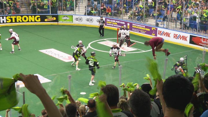 Security had to get involved at the Saskatchewan Rush game Saturday when a man climbed over the boards.