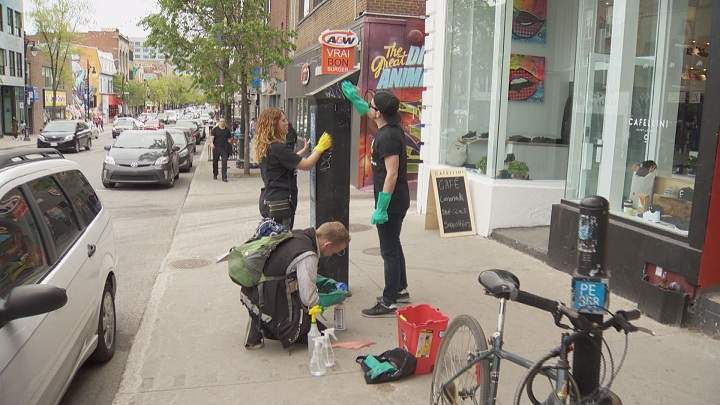 Cleaning blitz on St-Laurent Boulevard. Sunday, May 21, 2017.