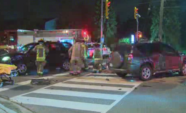 Emergency crews respond to a two-vehicle collision in North York on May 3, 2017.