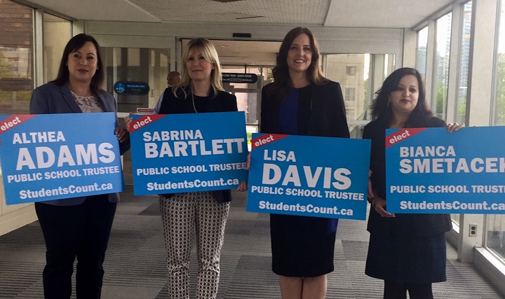 Four candidates will run under the "Students Count" banner in the 2017 Calgary Board of Education trustees election.