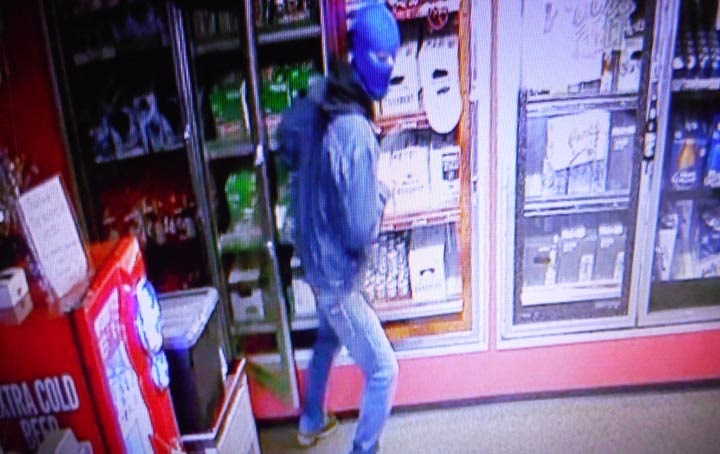 Security camera footage of the suspect in a Tuesday morning armed robbery in Tisdale. 