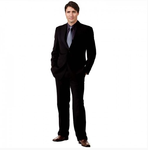 A life-size cut-out of Prime Minister Justin Trudeau available for purchase online.