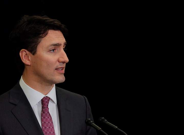 Canadian Prime Minister Justin Trudeau speaks to the media during a visit to the Manhattan borough of New York, U.S., April 6, 2017.